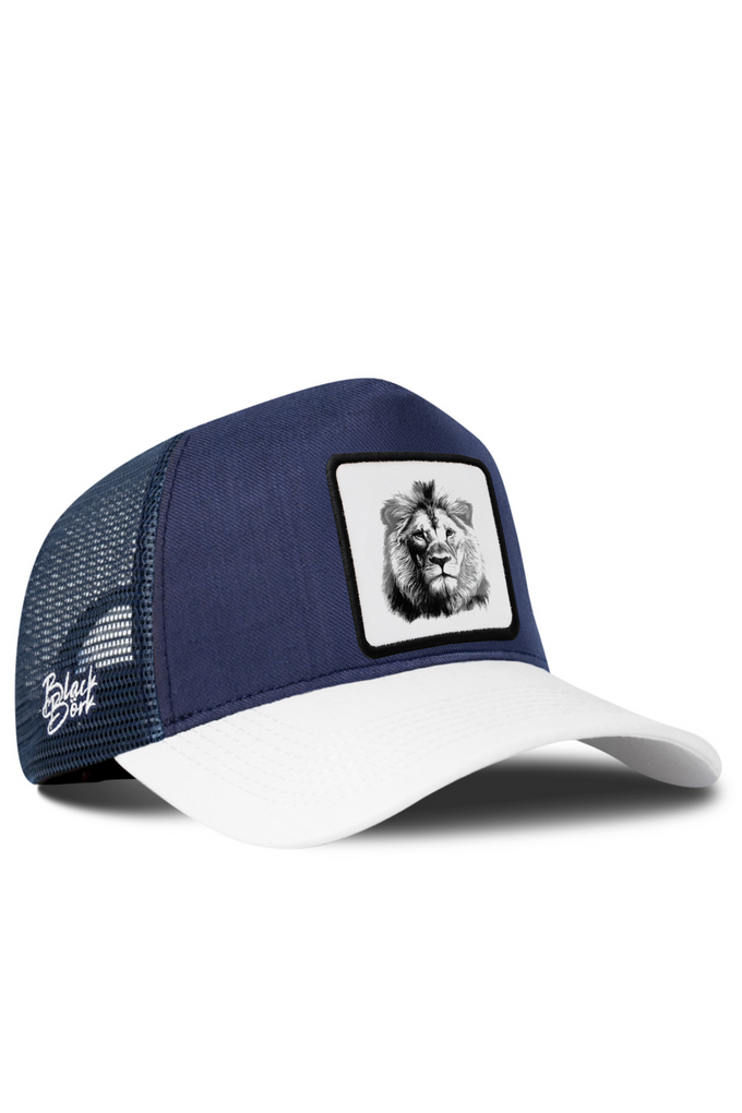 Aslan Logolu Cordura Beyaz-Lacivert Trucker Şapka