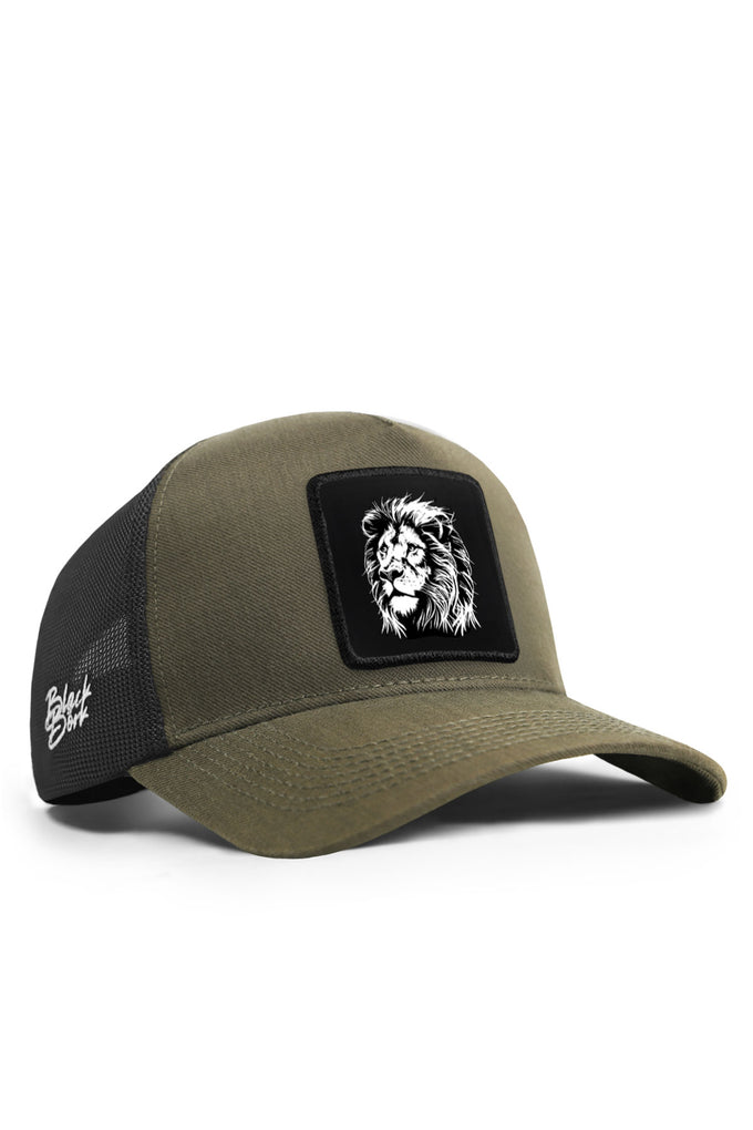 aslan-logolu-cordura-haki-siyah-trucker-sapka-4351 - BlackBörk TR