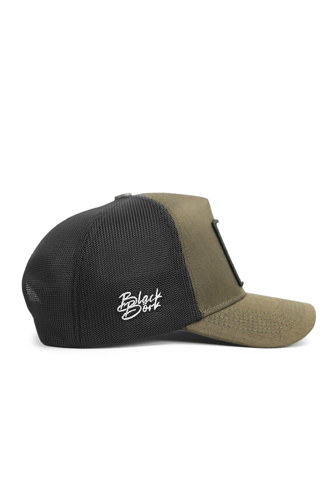 aslan-logolu-cordura-haki-siyah-trucker-sapka-4352 - BlackBörk TR