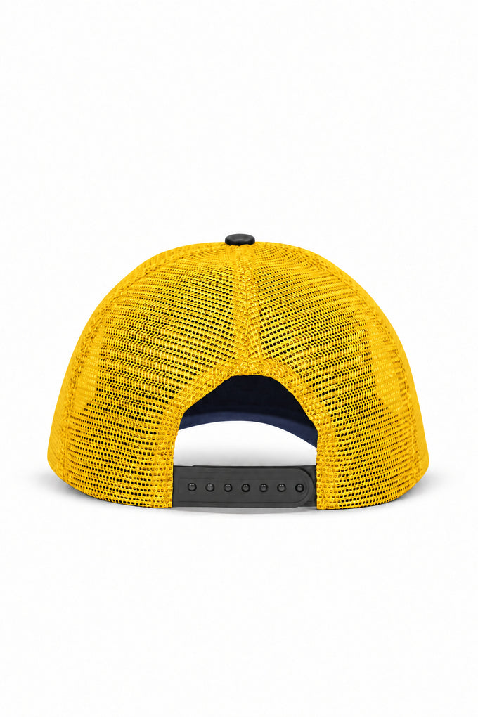 Lion Logo Cordura Navy Blue and Yellow Trucker Cap 