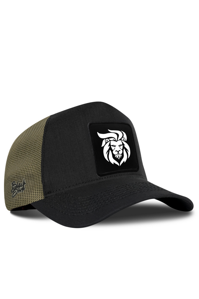 Lion Logo Cordura Black-Khaki Trucker Cap
