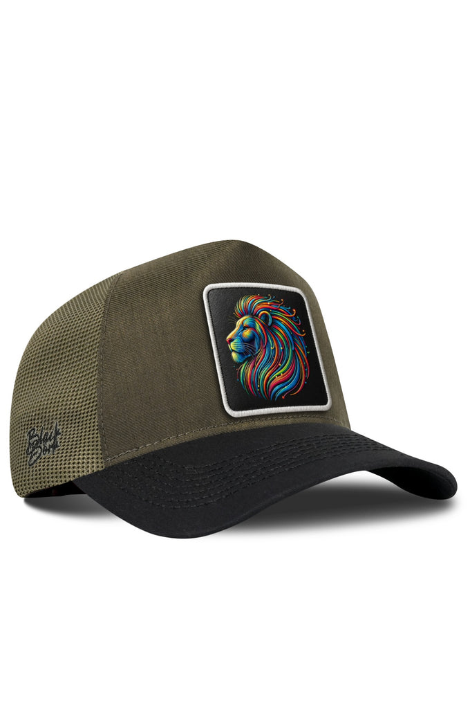 Aslan Logolu Cordura Siyah-Haki Trucker Şapka