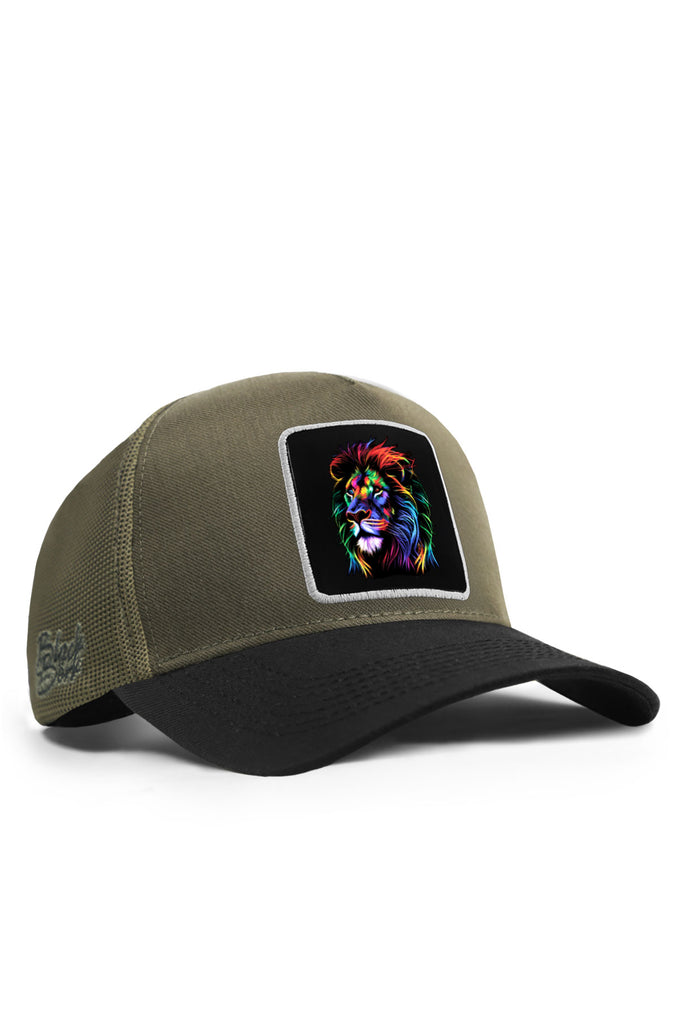 aslan-logolu-cordura-siyah-haki-trucker-sapka-4441 - BlackBörk TR