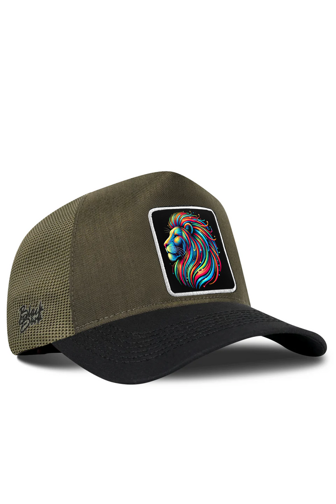 Lion Logo Cordura Black-Khaki Trucker Cap