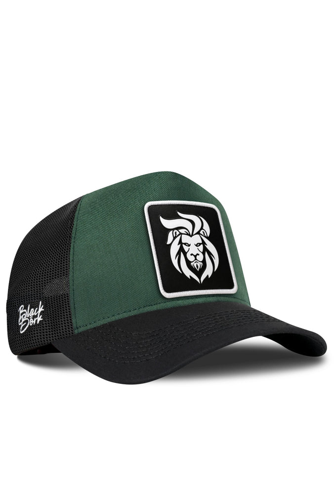 Aslan Logolu Cordura Siyah-Petrol Yeşili Trucker Şapka