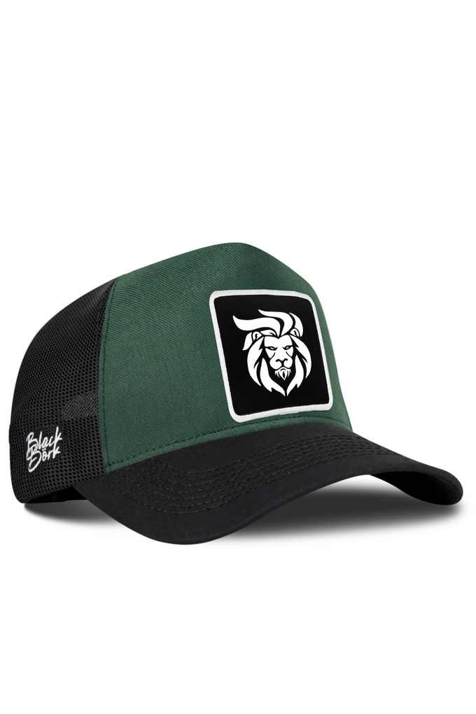 Aslan Logolu Cordura Siyah-Petrol Yeşili Trucker Şapka
