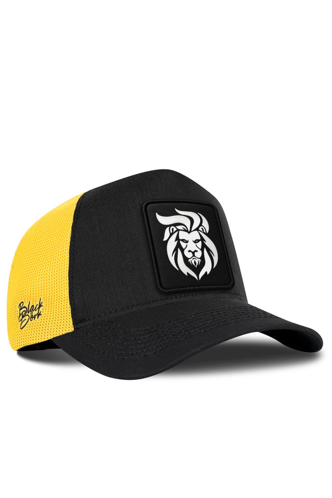 Lion Logo Cordura Black-Yellow Trucker Cap