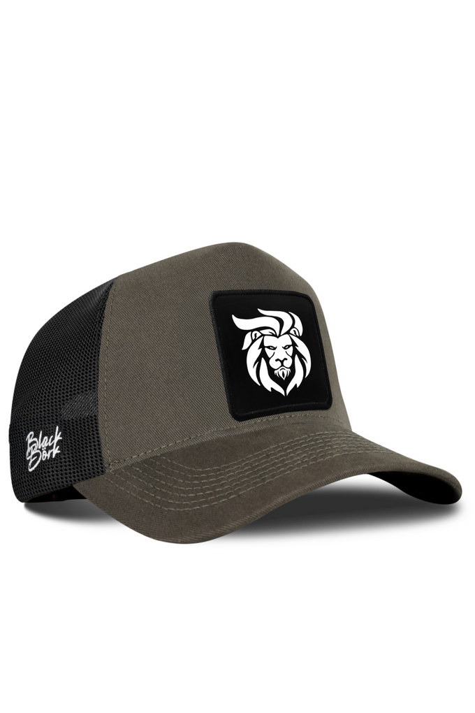 Aslan Logolu Haki-Siyah Trucker Şapka