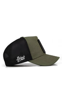 Khaki-Black Trucker Hat with Lion Logo