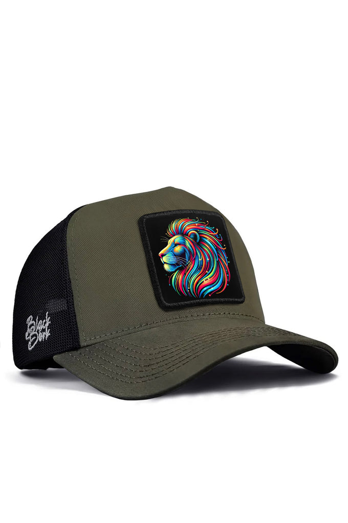 aslan-logolu-haki-siyah-trucker-sapka-2314 - BlackBörk TR