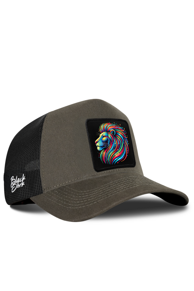 Aslan Logolu Haki-Siyah Trucker Şapka