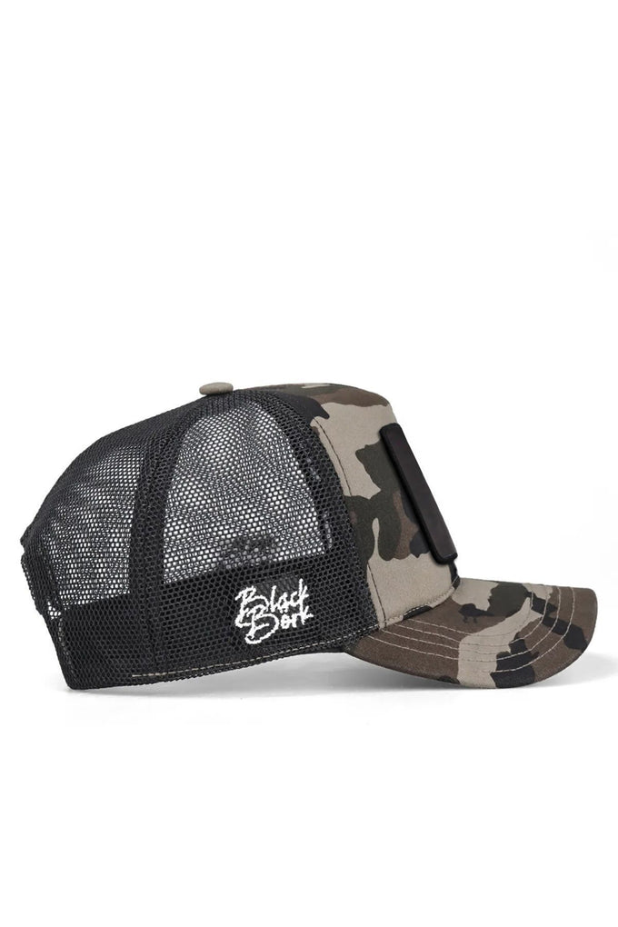 Aslan Logolu Kamuflaj-Siyah Trucker Şapka