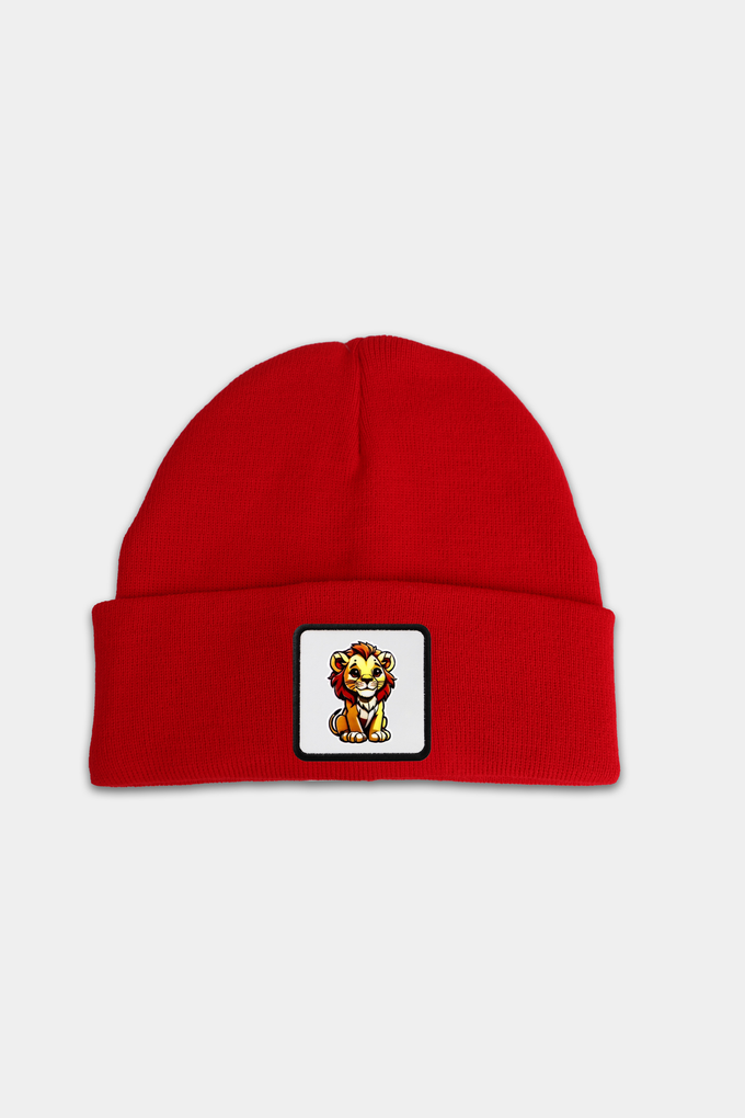 Red Kids' Beanie with Lion Logo