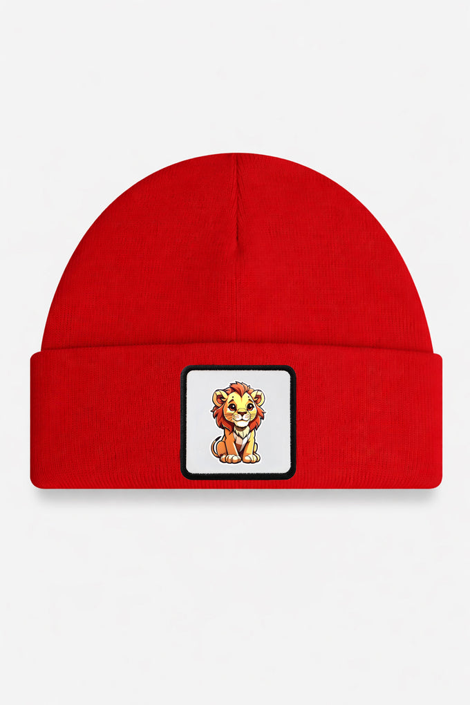 Red Kids' Beanie with Lion Logo