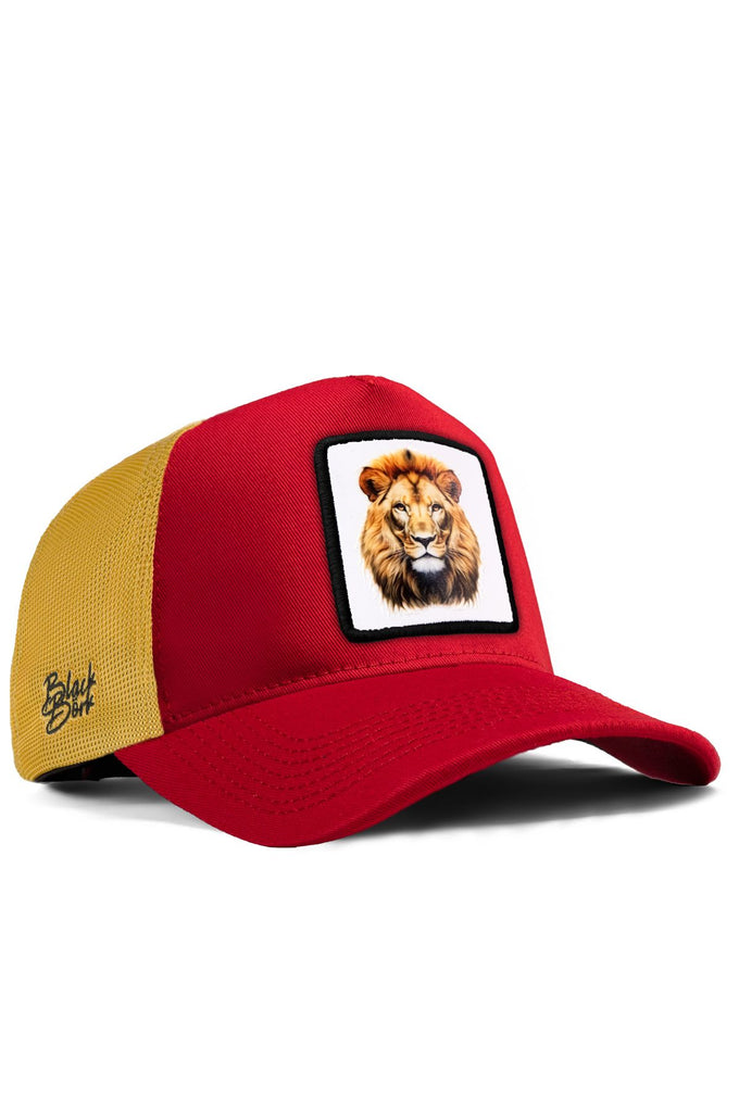 aslan-logolu-kirmizi-sari-trucker-sapka-3683 - BlackBörk TR