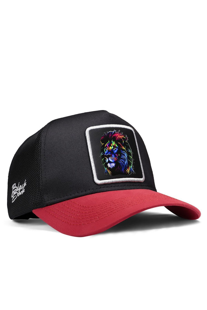 aslan-logolu-kirmizi-siyah-trucker-sapka-2413 - BlackBörk TR