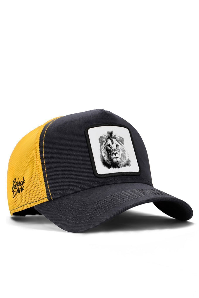 aslan-logolu-koyu-antrasit-sari-trucker-sapka-2162 - BlackBörk TR