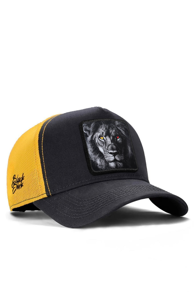 aslan-logolu-koyu-antrasit-sari-trucker-sapka-2197 - BlackBörk TR