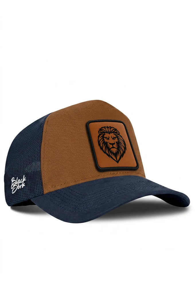 Aslan Logolu Lacivert-Camel Trucker Şapka
