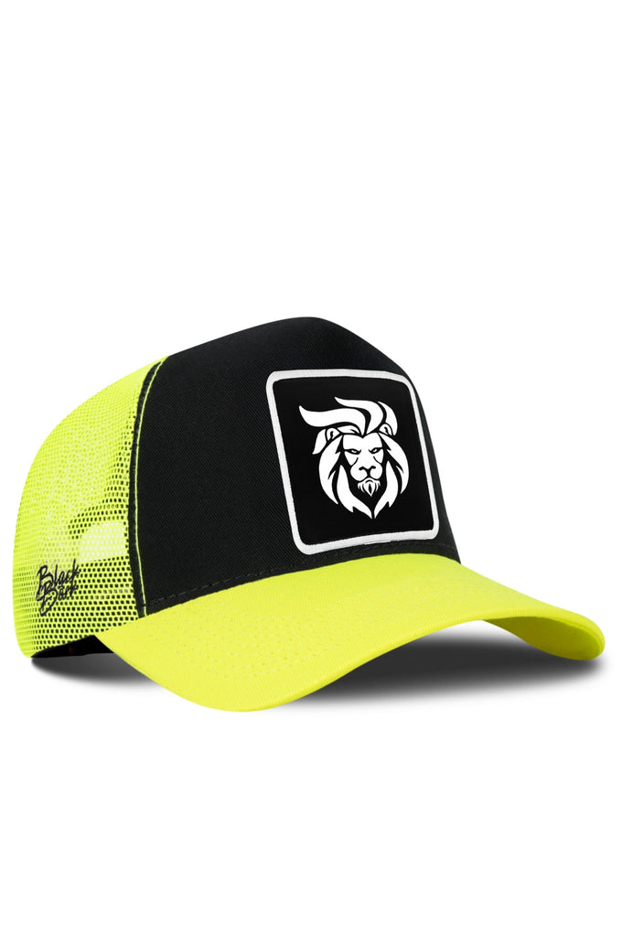 Neon-Black Trucker Cap with Lion Logo