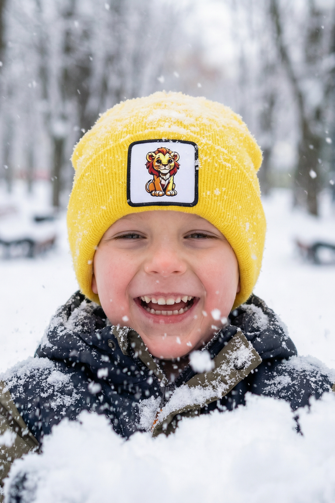 Lion Logo Yellow Kids' Beanie