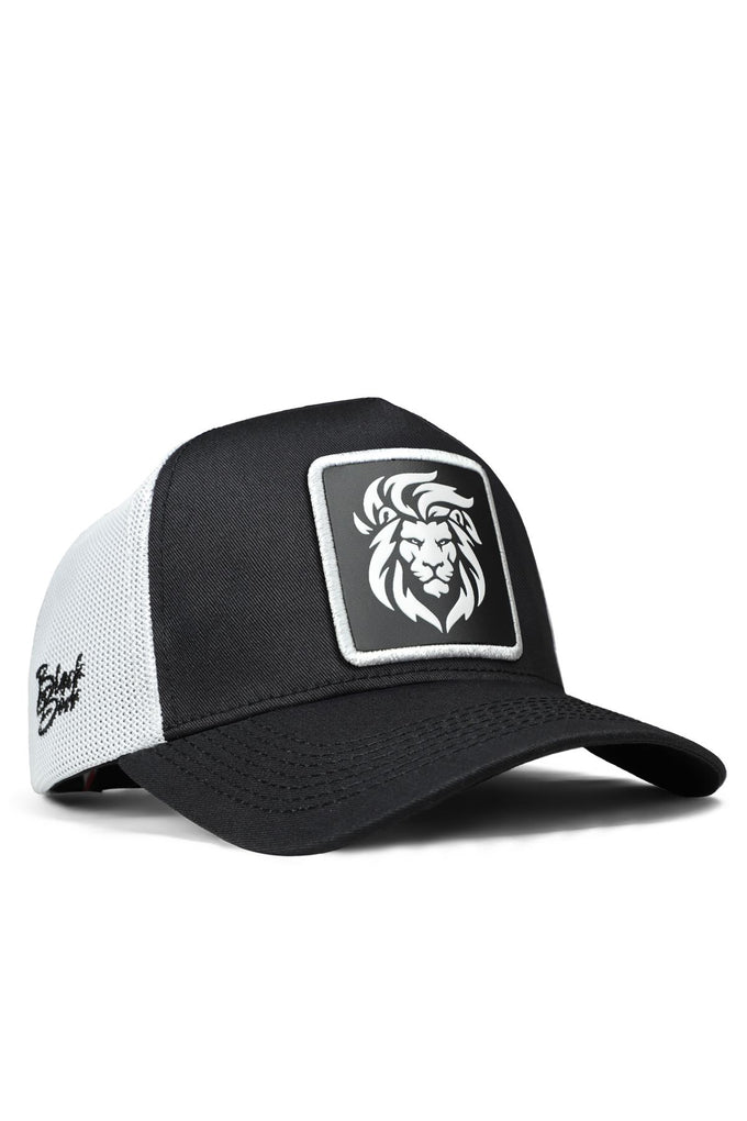 Aslan Logolu Siyah-Beyaz Trucker Şapka