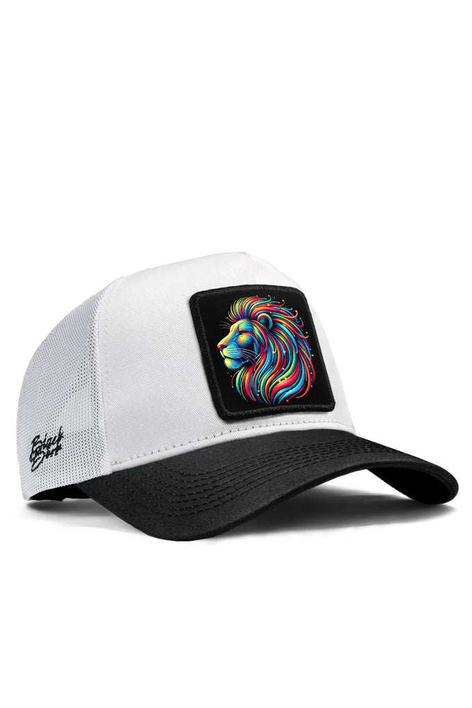 aslan-logolu-siyah-beyaz-trucker-sapka-2558 - BlackBörk TR