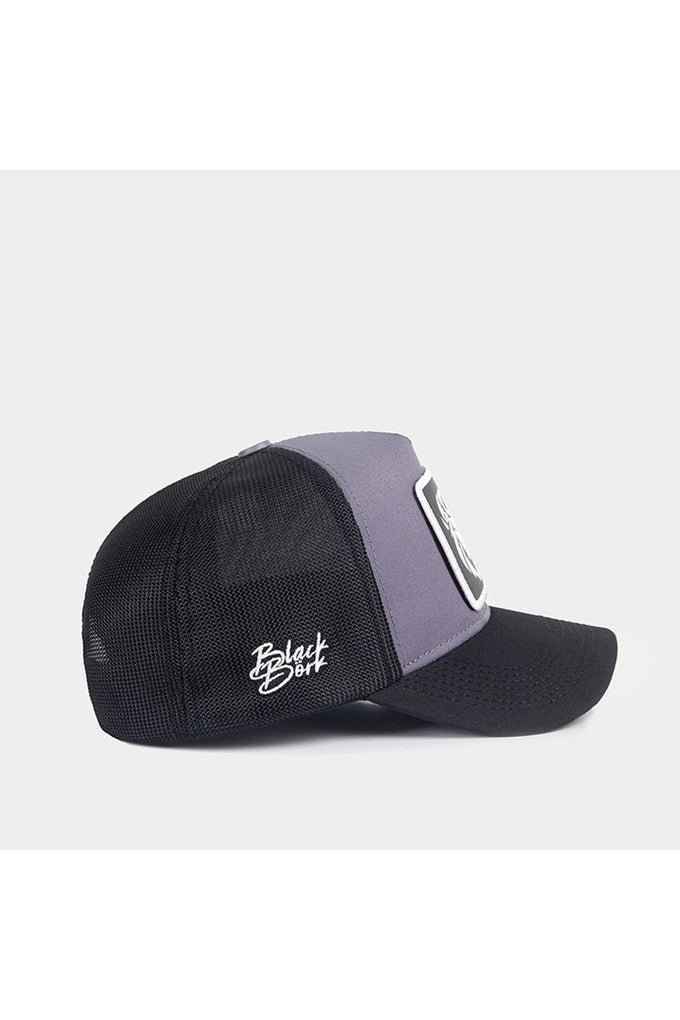 Black-Gray Trucker Cap with Lion Logo