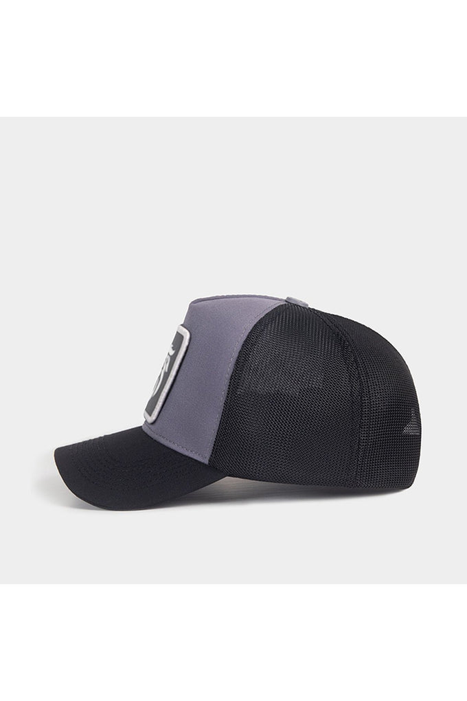 Black-Gray Trucker Cap with Lion Logo