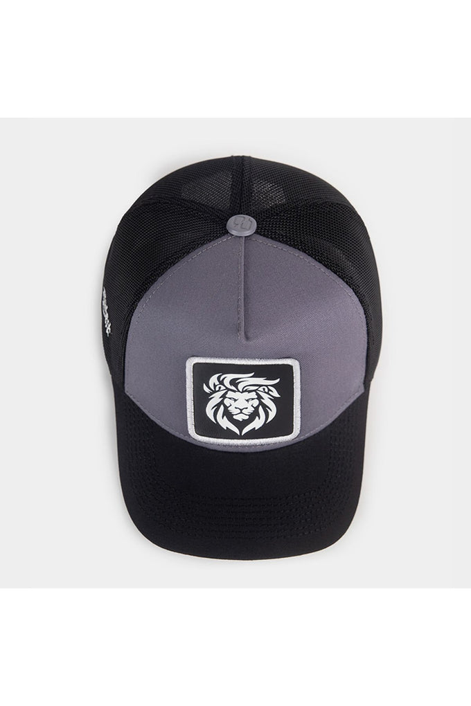 Black-Gray Trucker Cap with Lion Logo