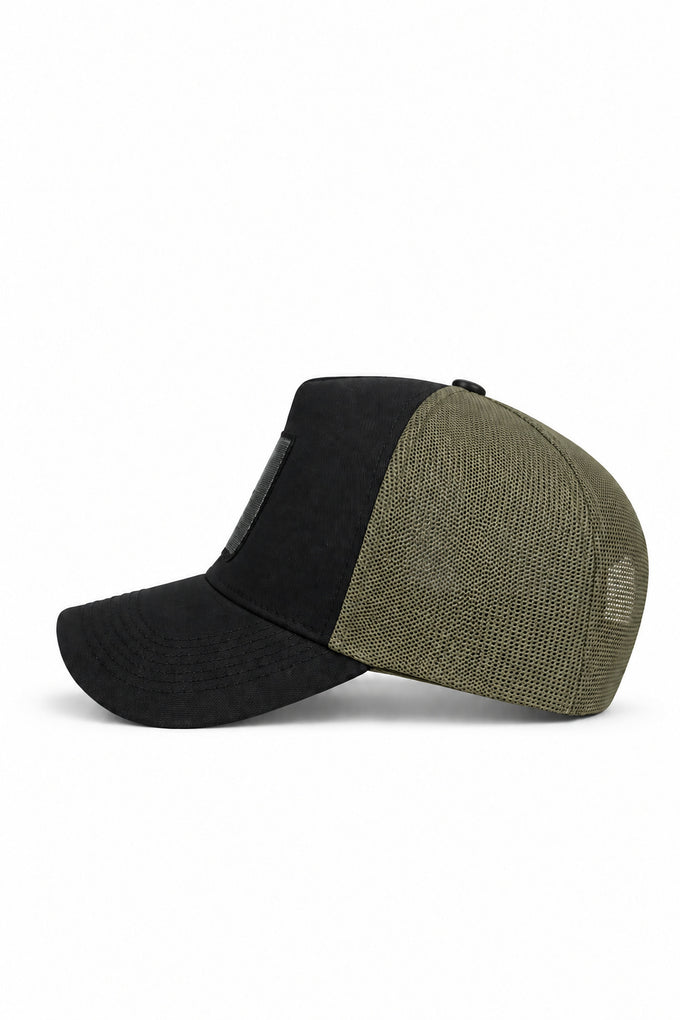 Aslan Logolu Siyah-Haki Trucker Şapka