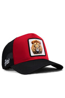 Aslan Logolu Siyah-Kırmızı Trucker Şapka