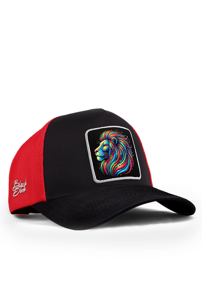 aslan-logolu-siyah-kirmizi-trucker-sapka-5778 - BlackBörk TR