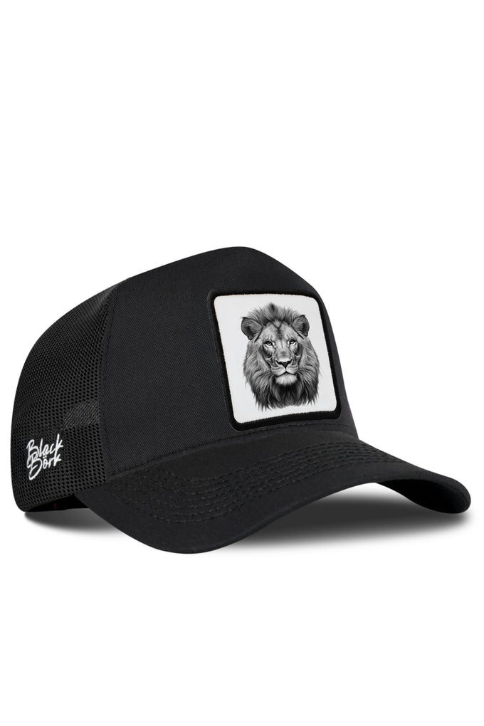 Black Trucker Cap with Lion Logo