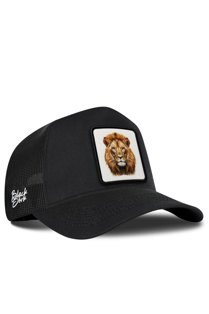 Black Trucker Cap with Lion Logo