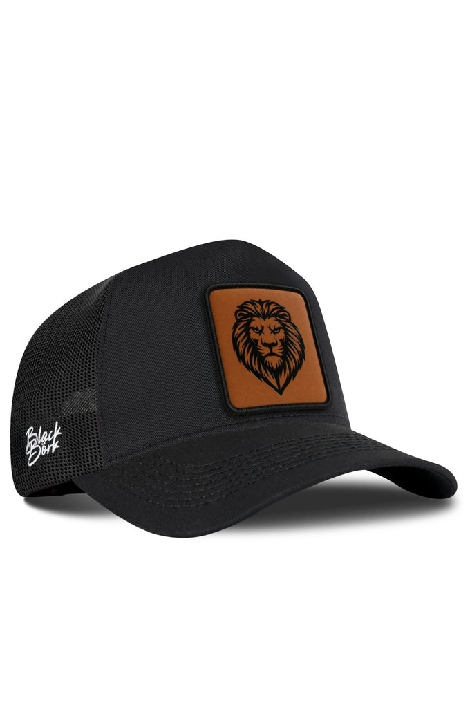 Black Trucker Cap with Lion Logo