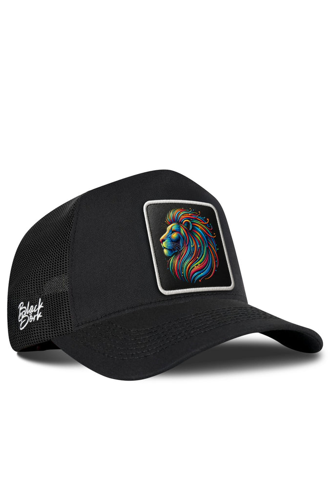 Black Trucker Cap with Lion Logo