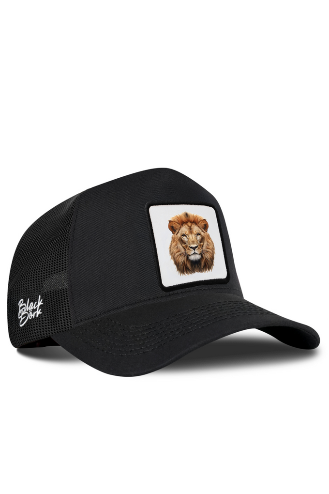 Black Trucker Cap with Lion Logo