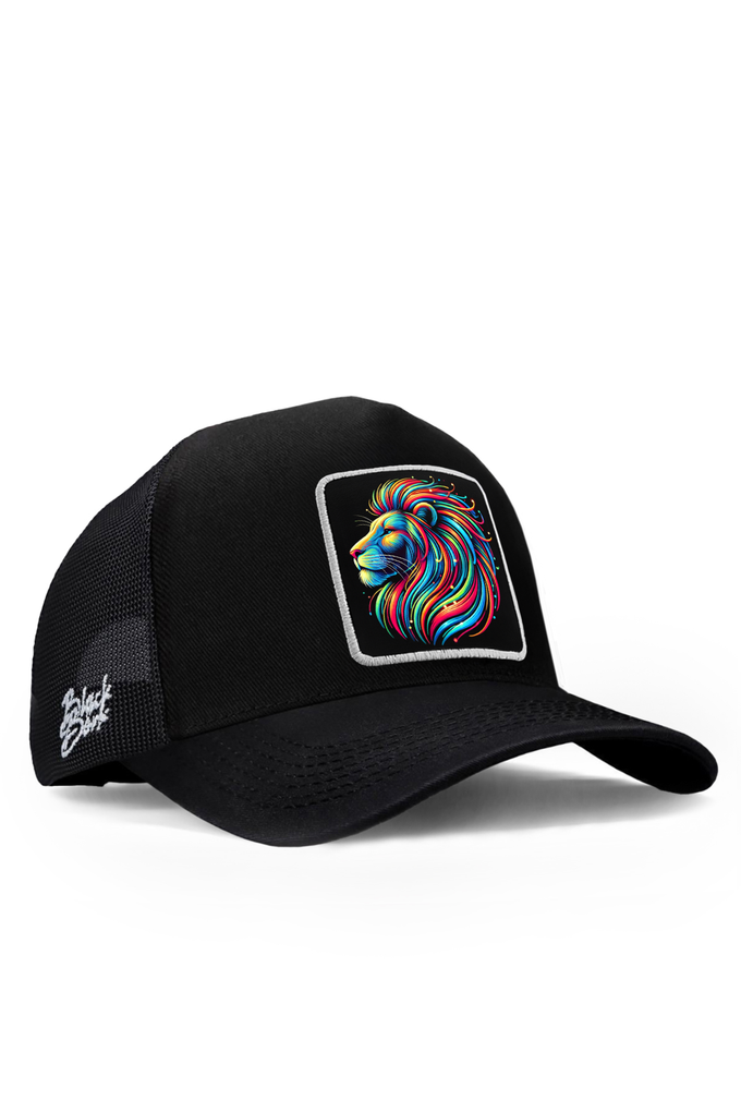 Black Trucker Cap with Lion Logo