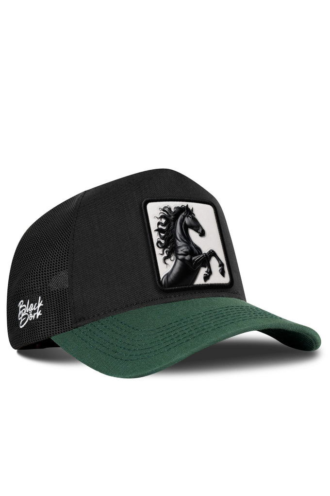 At Logolu Cordura Petrol Yeşili-Siyah Trucker Şapka