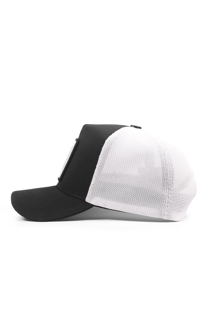 Horse Logo Cordura Black and White Trucker Cap