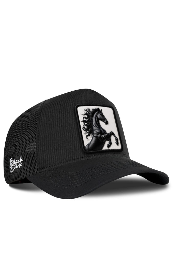 At Logolu Cordura Siyah Trucker Şapka