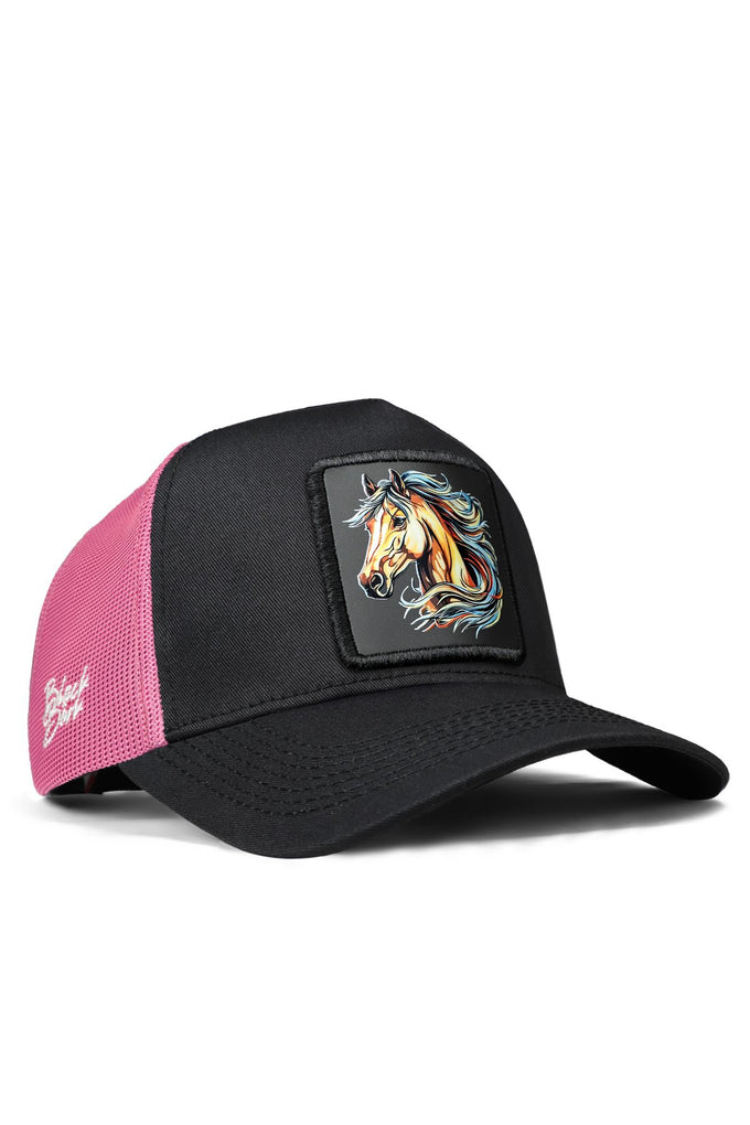 at-logolu-siyah-pembe-trucker-sapka-2677 - BlackBörk TR