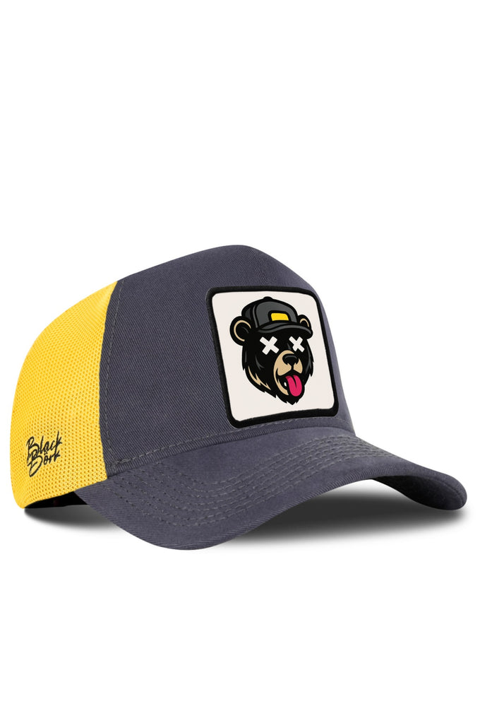 Anthracite-Yellow Trucker Cap with Bear Logo