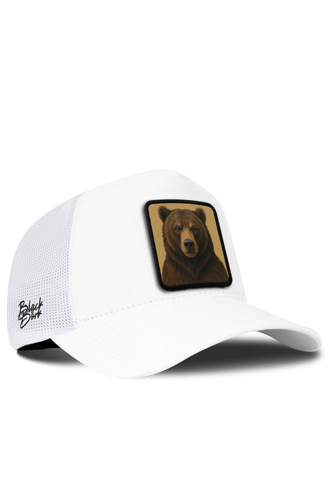 Ayı Logolu Beyaz Trucker Şapka