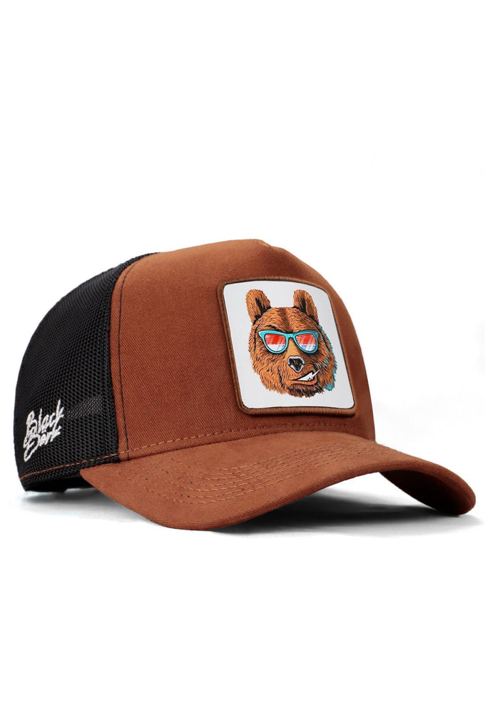 Ayı Logolu Camel-Siyah Trucker Şapka