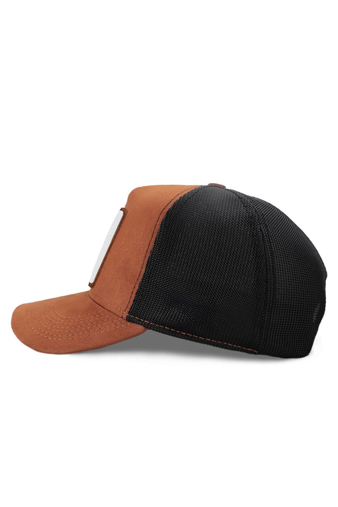 Ayı Logolu Camel-Siyah Trucker Şapka