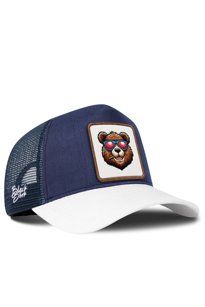 Ayı Logolu Cordura Beyaz-Lacivert Trucker Şapka