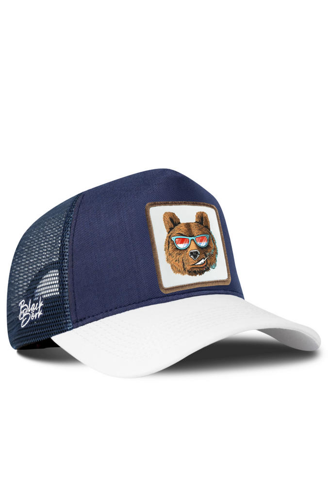 Ayı Logolu Cordura Beyaz-Lacivert Trucker Şapka