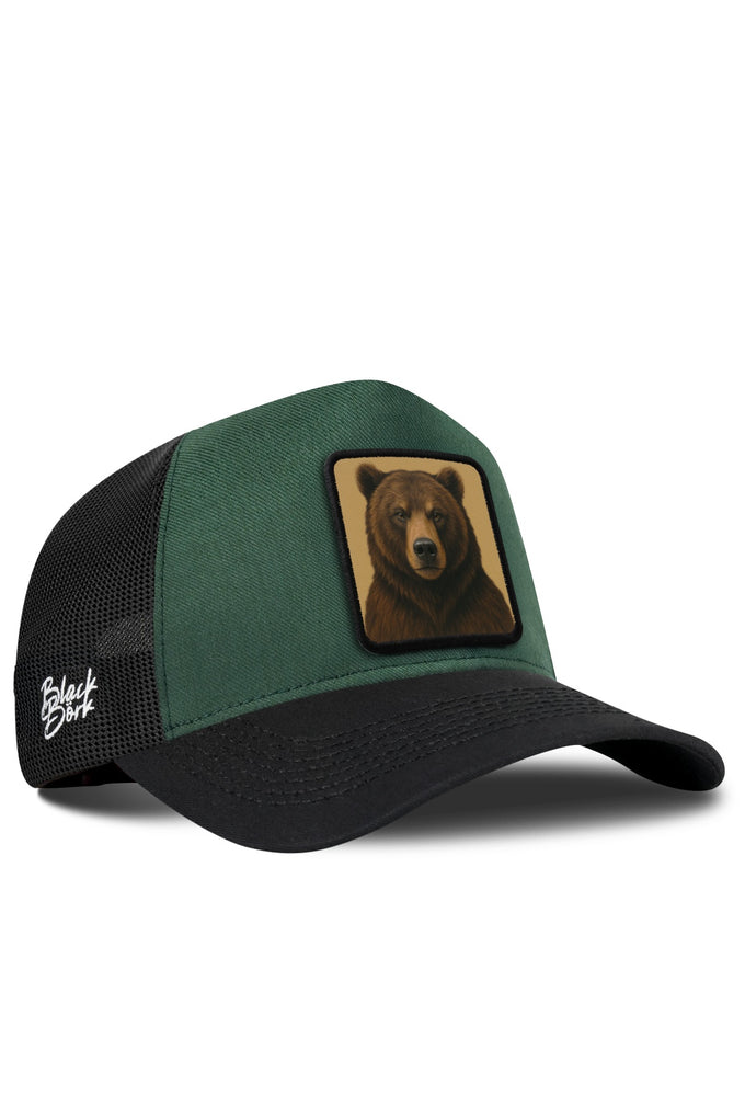 Ayı Logolu Cordura Siyah-Petrol Yeşili Trucker Şapka